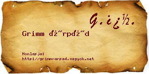 Grimm Árpád névjegykártya